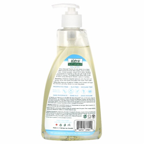 Aleva Naturals Baby Bottle & Dish Soap Fragrance Free - 16.9 fl oz (500 ml) Perspective: back