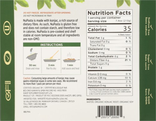Nupasta Konjac Fettuccine Organic Pasta Perspective: back