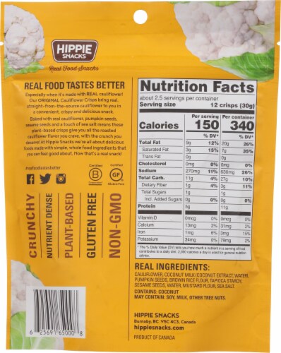 Hippie Snacks Original Cauliflower Crisps Perspective: back