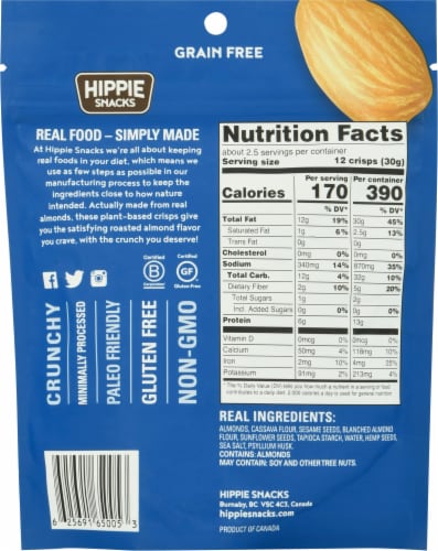 Hippie Snacks Sea Salt Almond Crisps Perspective: back