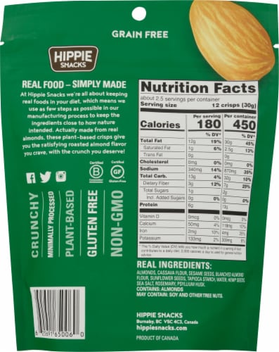 Hippie Snacks Rosemary Almond Crisps Perspective: back