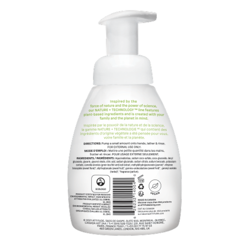 Attitude® Super Leaves™ Green Apple & Basil Foaming Hand Soap Perspective: back