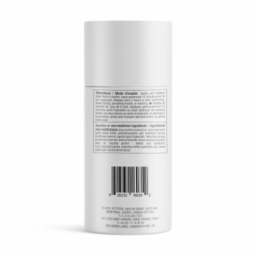 Attitude™ Sensitive™ Face Sunscreen Stick SPF 30 Unscented Perspective: back