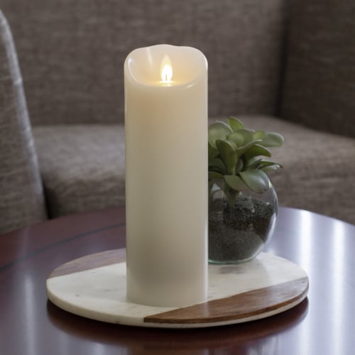 Mirage Flameless LED Wax Pillar Candle - Cream Perspective: back