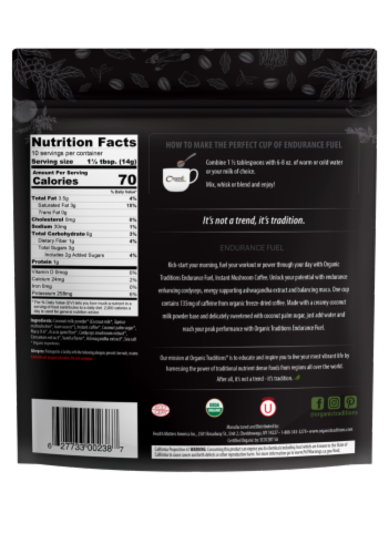 Organic Traditions® Instant Mushroom Coffee Perspective: back