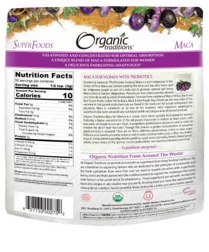 Organic Traditions Maca for Women Powder Perspective: back