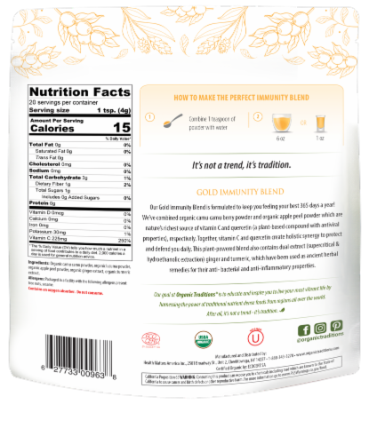 Organic Traditions® Gold Immunity Blend Powder Perspective: back