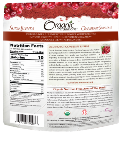 Organic Traditions® Daily Cranberry Supreme Probiotic Perspective: back