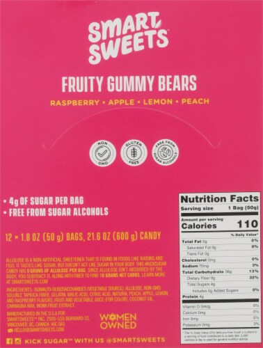 Smart Sweets™ Gluten Free Fruity Gummy Bears Perspective: back