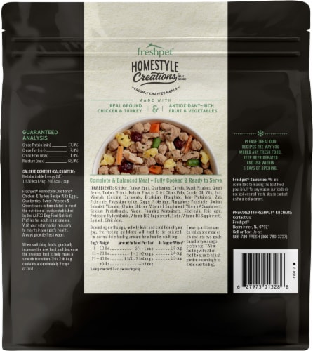 Freshpet Homestyle Creations Chicken & Turkey with Veggies Fresh Dog Food, 2lb Perspective: back
