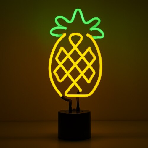 Amped Co Pineapple Neon Desk Light Real Neon Yellow and Green Large 6x17 inches 12V Large Foods Co