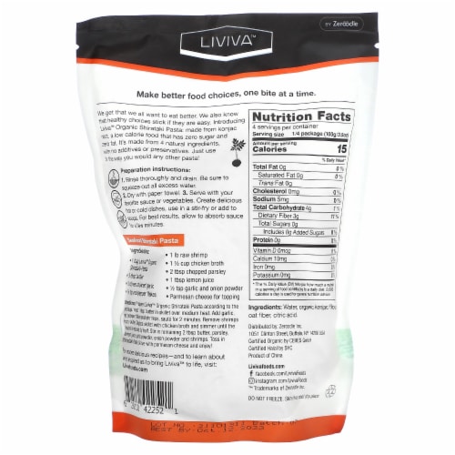 LIVIVA Spaghetti Organic Shirataki Pasta With Oat Fiber - 14.11 oz (400 g) Perspective: back