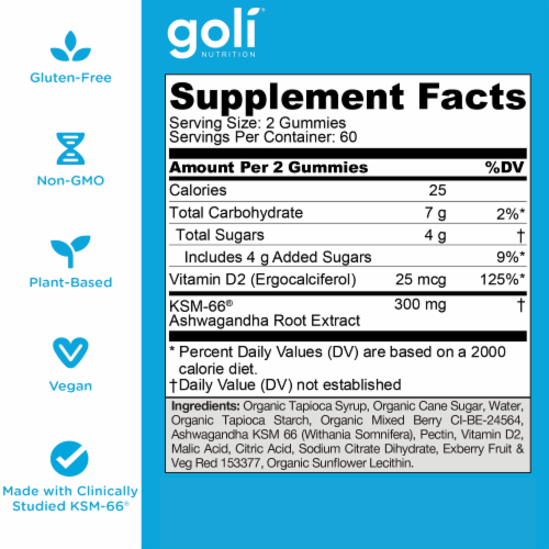 Goli® Nutrition Ashwagandha Mixed Berry Gummies Perspective: back