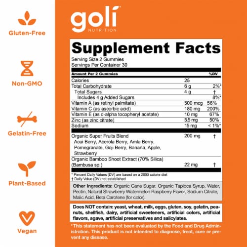 Goli® Nutrition Mixed Fruit Superfruits Gummies Perspective: back
