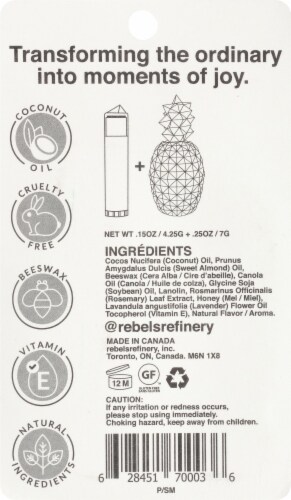Rebels Refinery Strawberry Mango Pineapple Lip Balm + Stick Pack Perspective: back
