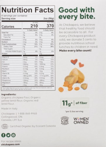 Chickapea® Organic Pasta Shells Perspective: back