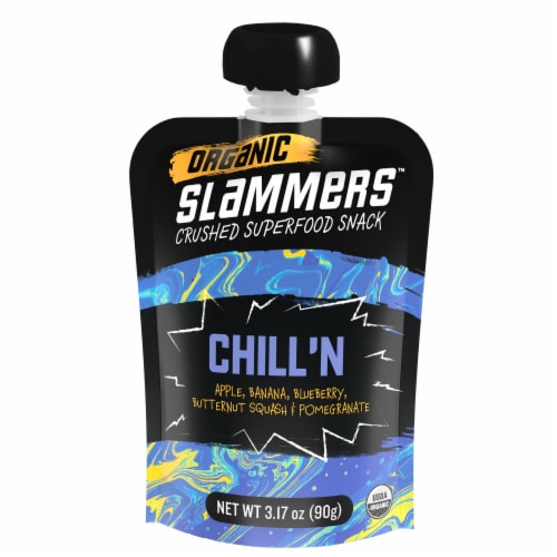 Organic Slammers Chill'n Yumberry Banana Blueberry Superfood Snack Pouch Perspective: back
