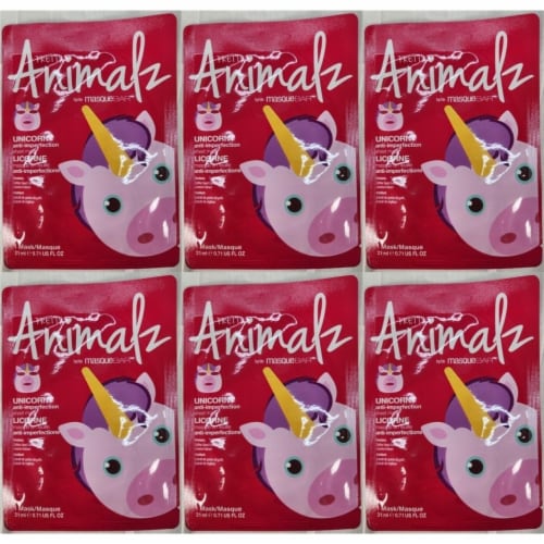 Masque Bar Pretty Animalz Unicorn Facial Sheet Mask - 6 Pack Cleansing Hydrating Perspective: back