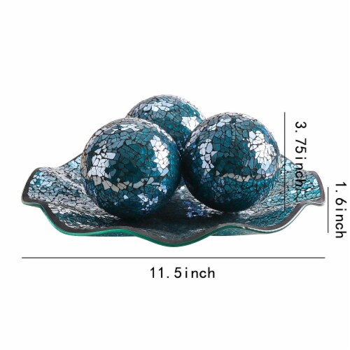 WHOLE HOUSEWARES | 11.5  Glass Mosaic Decorative Centerpiece Tray Turquoise | Home Décor Perspective: back