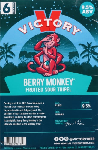 Victory Berry Monkey Fruited Sour Tripel Beer Perspective: back