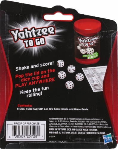Hasbro Yahtzee to Go Game Perspective: back