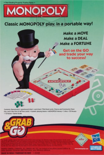 Hasbro Gaming® Grab & Go™ Monopoly Board Game Perspective: back