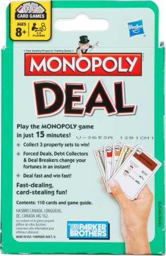 Hasbro Monopoly Millionaire Deal Card Game Perspective: back