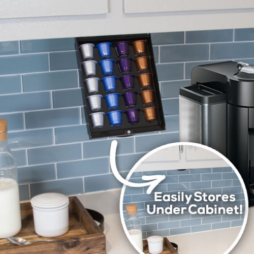 EZ-Shelf Coffee Pod Holder Under Cabinet Drawer Storage Organizer (for Nespresso Original Lin Perspective: back