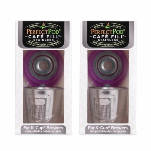 2-Pack Cafe Fill Stainless Steel By Perfect Pod | Reusable K Cup Coffee Pod Metal Filter, Com Perspective: back