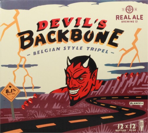 Real Ale Brewing Company Devil's Backbone Belgian-Style Tripel Beer Perspective: back