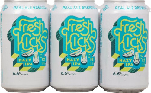 Real Ale Fresh Kicks Hazy IPA Craft Beer 6 cans / 12 fl oz Perspective: back