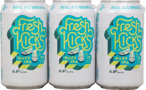 Real Ale Fresh Kicks Hazy IPA Craft Beer 6 cans / 12 fl oz Perspective: back