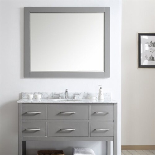 Vinnova Florence 48 Bathroom Vanity Framed Wall Mirror in Gray Perspective: back