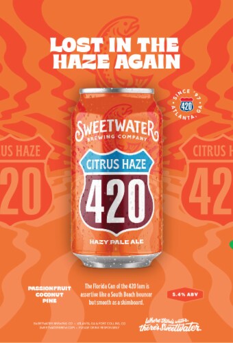 SweetWater Brewing Co. Citrus Haze 420 Hazy Pale Ale Perspective: back