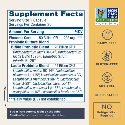 Renew Life Women's Care Health & Wellness Probiotic Capsules Perspective: back