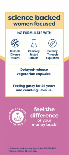 Renew Life Women's Care Ultimate Flora Probiotic 25 Billion Live Cultures Vegetarian Capsules Perspective: back