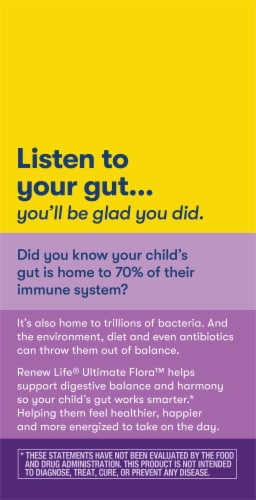 Renew Life Ultimate Flora Kids Probiotic Sun-Kissed Orange Chewable Tablets Perspective: back