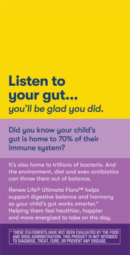 Renew Life Ultimate Flora Kids Probiotic Sun-Kissed Orange Chewable Tablets Perspective: back