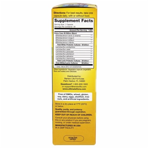 Renew Life Extra Care Go-Pack Probiotic Capsules Perspective: back