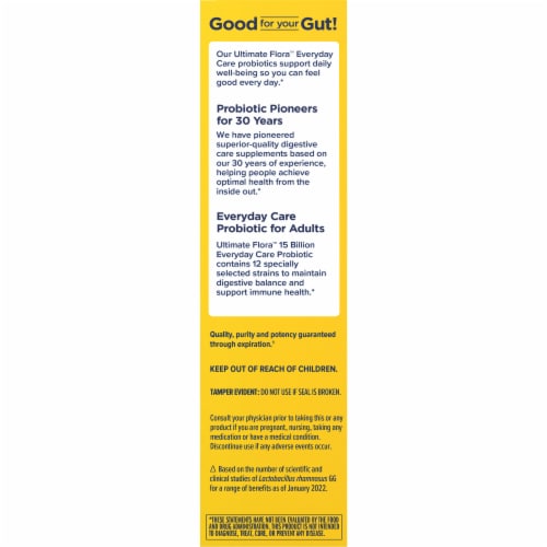 Renew Life Ultimate Flora Probiotic 15 Billion CFU 30 Delayed Release Vegan Capsules Perspective: back