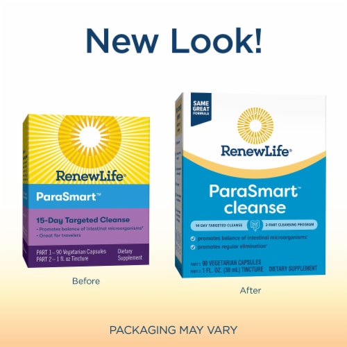 Renew Life ParaSmart 15-Day Targeted Cleanse 2-Part Detox Dietary Supplement Perspective: back