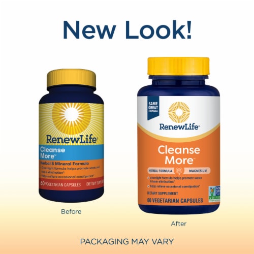 Renew Life Cleanse More Herbal and Mineral Detox Cleanse Capsules Perspective: back