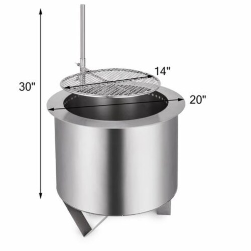 Double Fire Pit Patio Burner Bbq Grill Round Wood-Burning Flame Camping Site Perspective: back