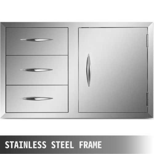 Bbq Door Triple Drawer Combo 38.1 W X 22.6 H Outdoor Kitchen Bbq Grill Storage Perspective: back