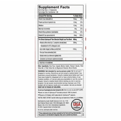 Hydroxycut Pro Clinical Hydroxycut® Non-Stimulant Weight Loss Rapid Release Capsules Perspective: back