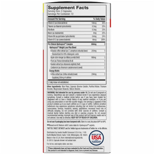 Hydroxycut Pro Clinical Weight Loss Dietary Supplement Rapid-Release Capsules 144 Count Perspective: back