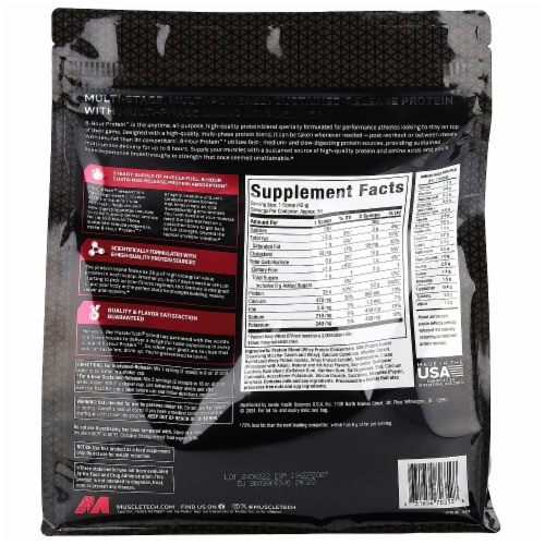 MuscleTech Platinum 8-Hour Protein™ Milk Chocolate - 4.6 lbs (2.09 kg) Perspective: back