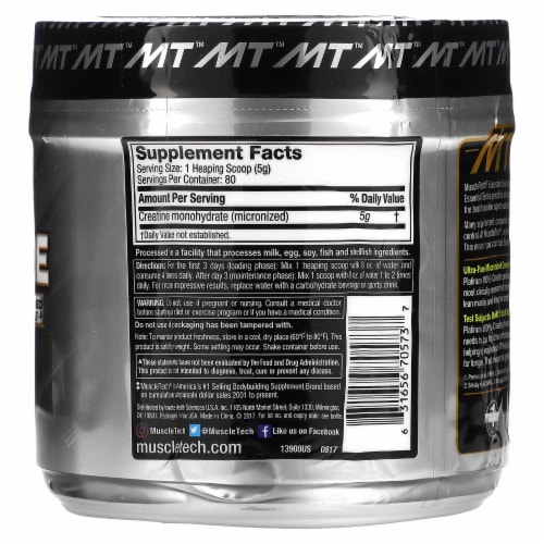 MuscleTech Essential Series Platinum 100% Creatine Perspective: back