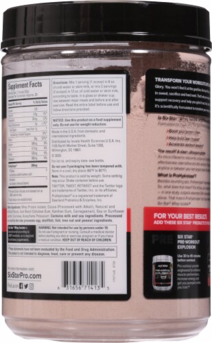 Six Star Whey Isolate Chocolate Protein Powder Perspective: back