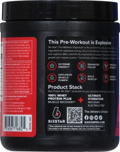 Six Star™ Explosion Fruit Punch Pre-Workout Perspective: back
